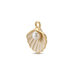 Pearl in White Shell Enamel Charm - 15×17mm 18K Gold Plated - Image 2