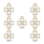 White Spring Clover Enamel Charm - 13×16mm Gold Plated