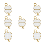 White Lovely Clover Enamel Charm - 12×18mm Gold Plated