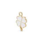White Lovely Clover Enamel Charm - 12×18mm Gold Plated - Image 2