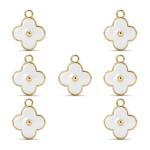 White Van Cleef Enamel Charm - 13×16mm Gold Plated