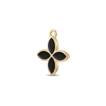 Black Monogram Flower Enamel Charm - 15×18mm Gold Plated - Image 2