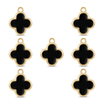 Black Van Cleef Enamel Charm - 13×15mm Gold Plated