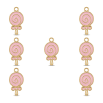 Pink Sweet Lollipop Enamel Charm - 10×18mm Gold Plated