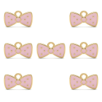 Pink Dotty Bow Enamel Charm - 7×12mm Gold Plated