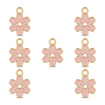 Pink Blossom Flower Enamel Charm - 9×12mm Gold Plated