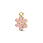Pink Blossom Flower Enamel Charm - 9×12mm Gold Plated - Image 2