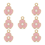 Pearl Pink Flower Enamel Charm - 8×12mm Gold Plated