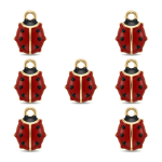 Red Lucky Ladybug Enamel Charm - 9×12mm Gold Plated