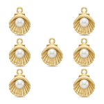 Pearl In Royal Shell Charm - 9×12mm 18K Gold Plated