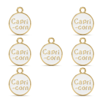 White Capricorn Zodiac Sign Enamel Charm - 12×15mm Gold Plated