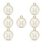 White Pisces Zodiac Sign Enamel Charm - 12×15mm Gold Plated White - Image 2