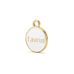 White Taurus  Zodiac Sign Enamel Charm - 12×15mm Gold Plated - Image 4