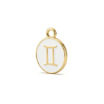White Gemini  Zodiac Sign Enamel Charm - 12×15mm Gold Plated - Image 3