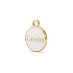 White Gemini  Zodiac Sign Enamel Charm - 12×15mm Gold Plated - Image 4