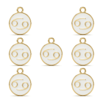 White Cancer Zodiac Sign Enamel Charm - 12×15mm Gold Plated - Image 2