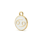 White Cancer Zodiac Sign Enamel Charm - 12×15mm Gold Plated - Image 3