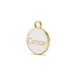 White Cancer Zodiac Sign Enamel Charm - 12×15mm Gold Plated - Image 4