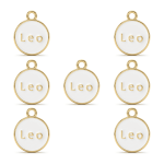 White Leo Zodiac Sign Enamel Charm - 12×15mm Gold Plated