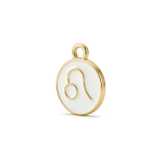 White Leo Zodiac Sign Enamel Charm - 12×15mm Gold Plated - Image 3