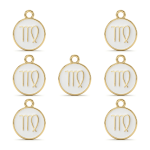 White Virgo Zodiac Sign Enamel Charm - 12×15mm Gold Plated - Image 2