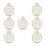 White Libra Zodiac Sign Enamel Charm - 12×15mm Gold Plated - Image 2
