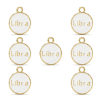 White Libra Zodiac Sign Enamel Charm - 12×15mm Gold Plated