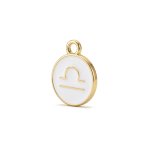 White Libra Zodiac Sign Enamel Charm - 12×15mm Gold Plated - Image 3