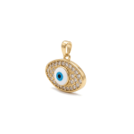 Evil Eye Pendant with CZ Stones - 19×21mm 18K Gold Plated - Image 2
