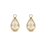 White Teardrop Crystal Charm - 8×14mm 18K Gold Plated