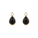 Black Teardrop Crystal Charm - 7×12mm 18K Gold Plated