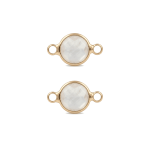 White Circle Crystal Connector - 9×15mm 18K Gold Plated