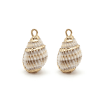 Cream Gold Edge Natural Spiral Shell Charm - 11×19mm - Image 2