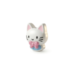 White Pink Kitty Enamel Jewelry Beads - 13×15mm