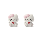 White Heart Kitty Enamel Jewelry Beads - 13×15mm