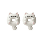 White Cat Donut Enamel Jewelry Beads - 14×18mm - Image 2