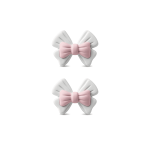 White|Pink Sweet Bow Enamel Jewelry Beads - 15×19mm