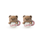 Brown|White Cute Teddy Love Enamel Jewelry Beads - 16×16mm