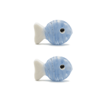 Blue|White Striped Fish Enamel Glass Bead - 17×19mm