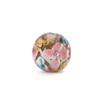 Violet Floral Round Enamel Glass Bead - 11×12mm - Image 2