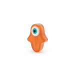 Orange Hamsa Evil Eye Enamel Glass Bead - 10×14mm - Image 2