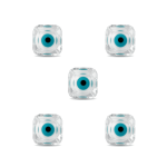 White Evil Eye Icy Cube Enamel Glass Bead - 7mm