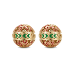 Filigre Pink,Green Round  Enamel Bead - 10mm 18K Gold Plated