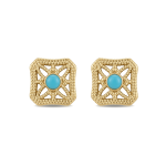 Fligree Cube Bead with Red|Blue Enamel Stones - 6×9mm 18K Gold Plated