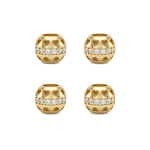 Heart Cutout Round Large hole Bead with Pave CZ Belt - 6×7mm 18K Gold Plated