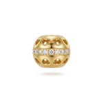 Heart Cutout Round Large hole Bead with Pave CZ Belt - 6×7mm 18K Gold Plated - Image 2